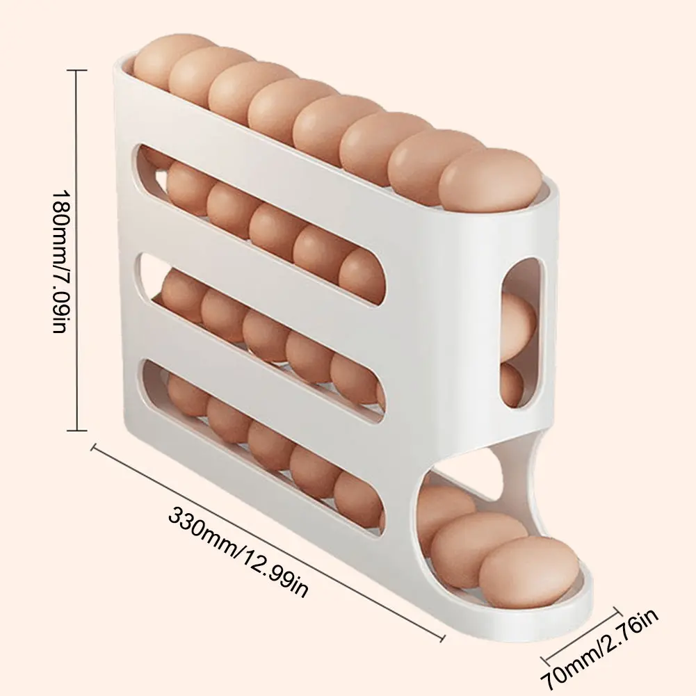 4 Layers Auto-Rolling Egg Dispenser Large Capacity Refrigerator Egg Dispenser Refrigerator Egg Storage Box for Fridge Countertop