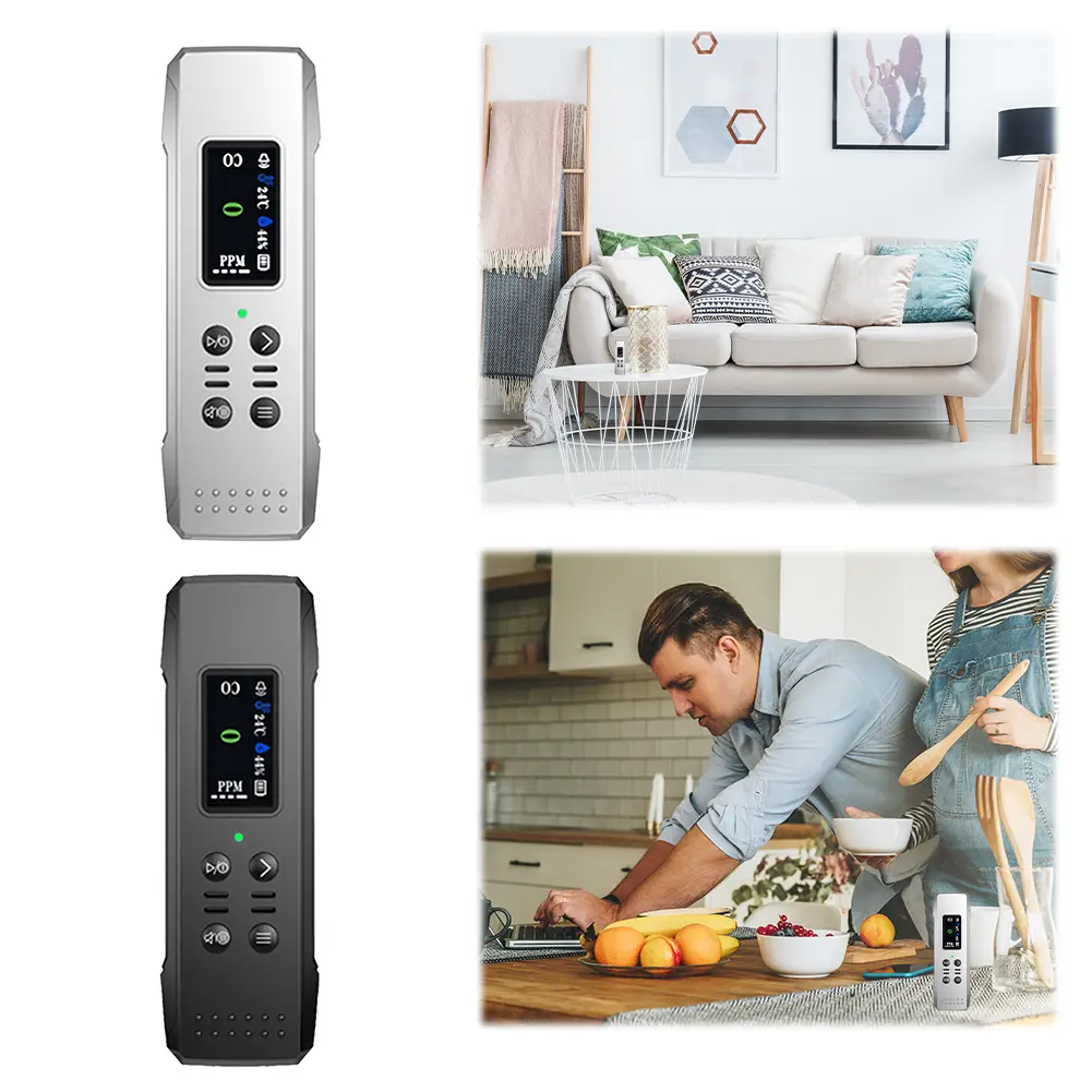 Mini Travel CO Temp/Humidity Detector Rechargeable RV CO Detector Alarm Accurate with Loud Alarm W/ Lanyard for RV Travel