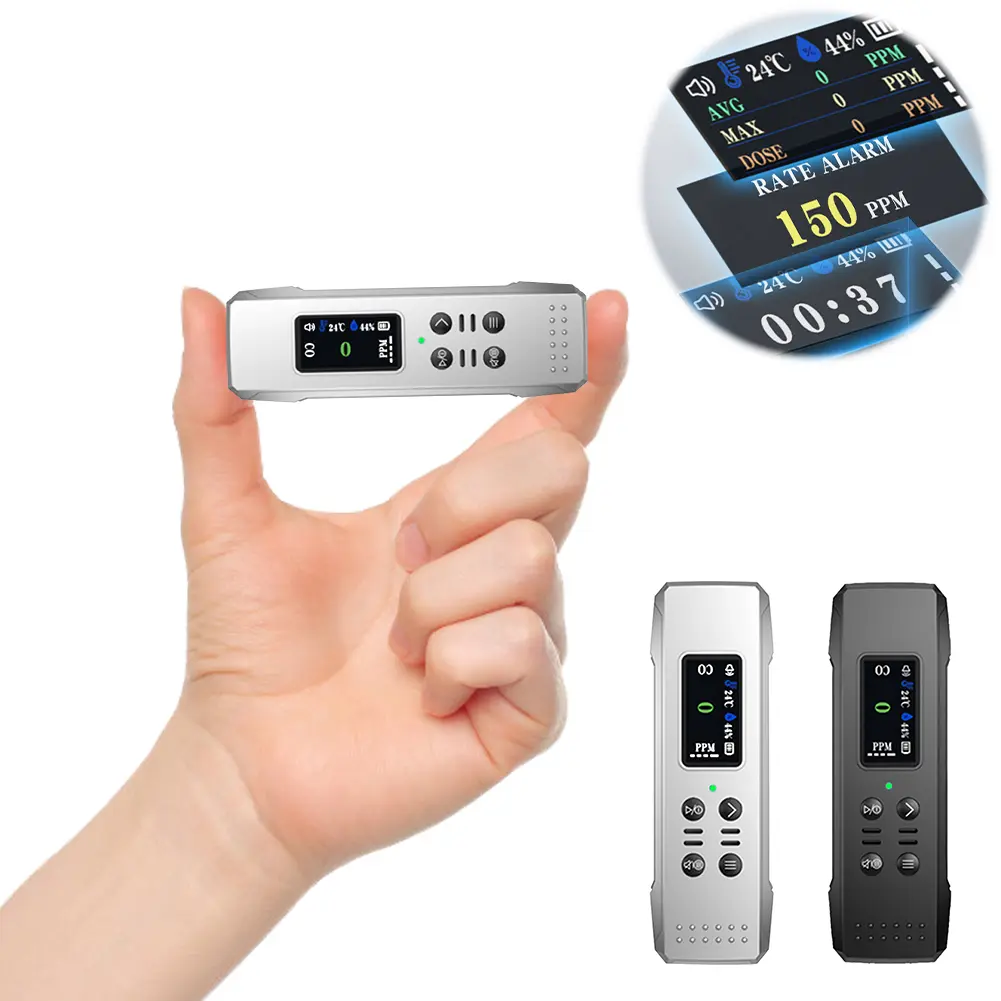 Mini Travel CO Temp/Humidity Detector Rechargeable RV CO Detector Alarm Accurate with Loud Alarm W/ Lanyard for RV Travel