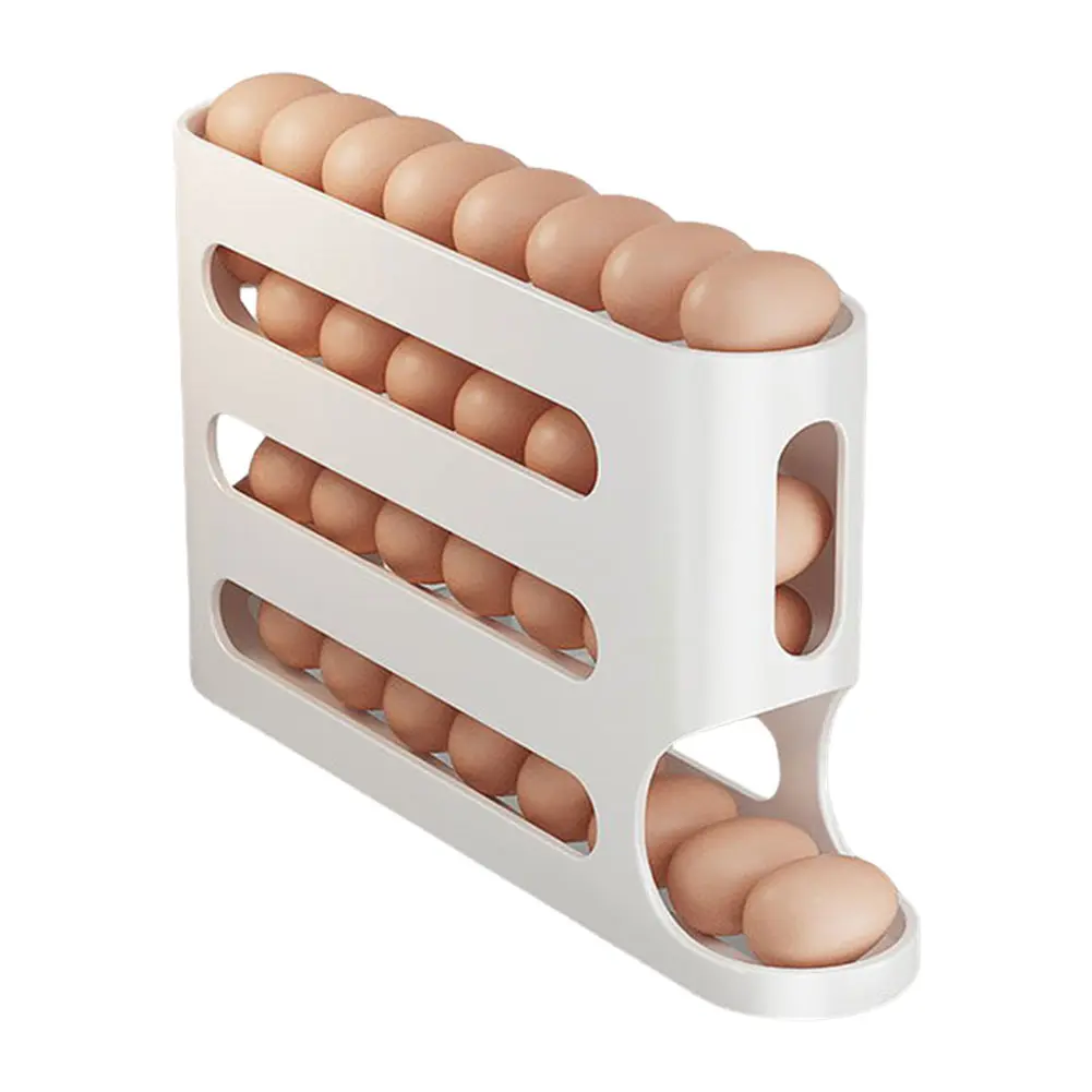 4 Layers Auto-Rolling Egg Dispenser Large Capacity Refrigerator Egg Dispenser Refrigerator Egg Storage Box for Fridge Countertop