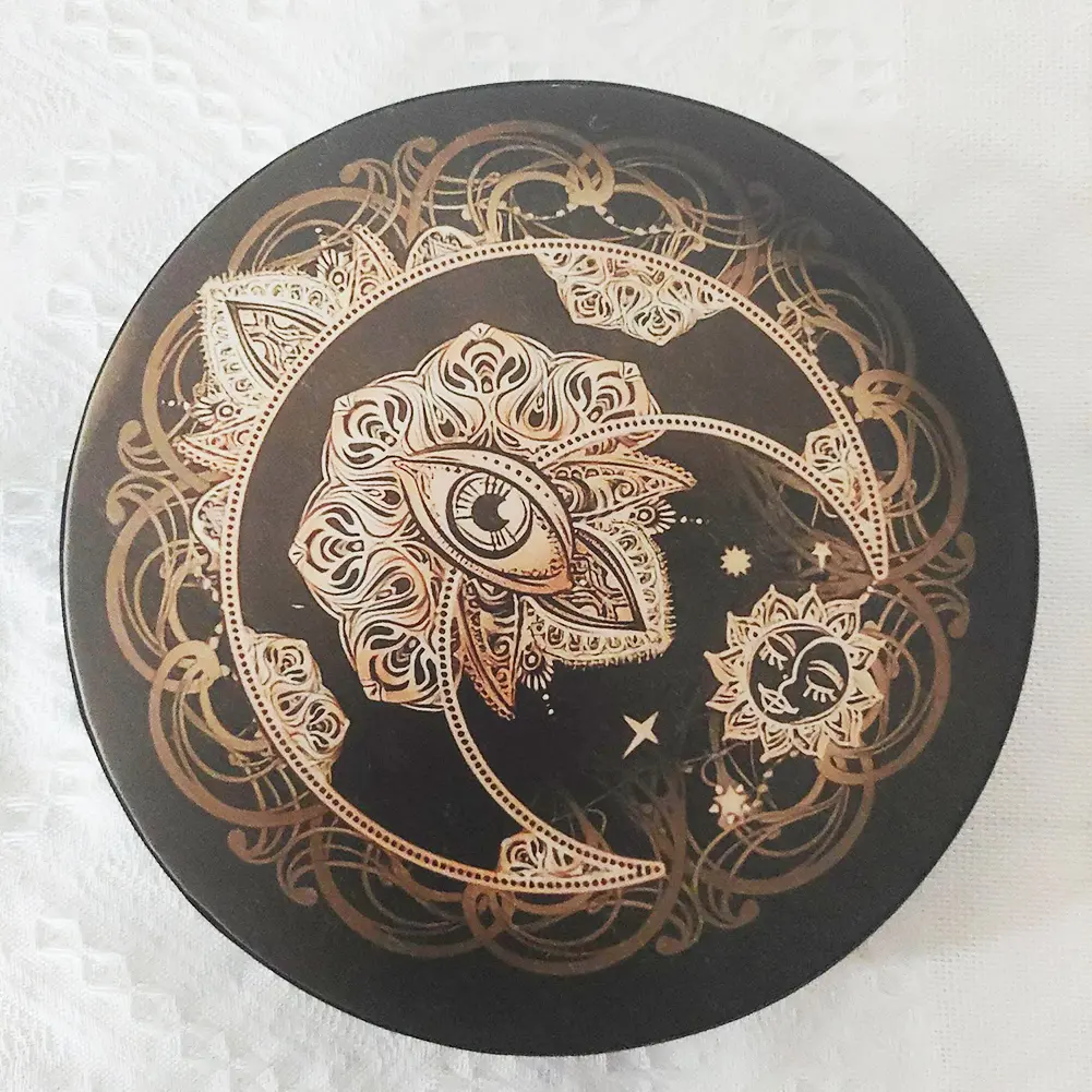 Alchemical Moon Drum Desktop Ornament Fashion Shaman Drum Tree of Life Sound Healing Tool for Spiritual Music Meditation