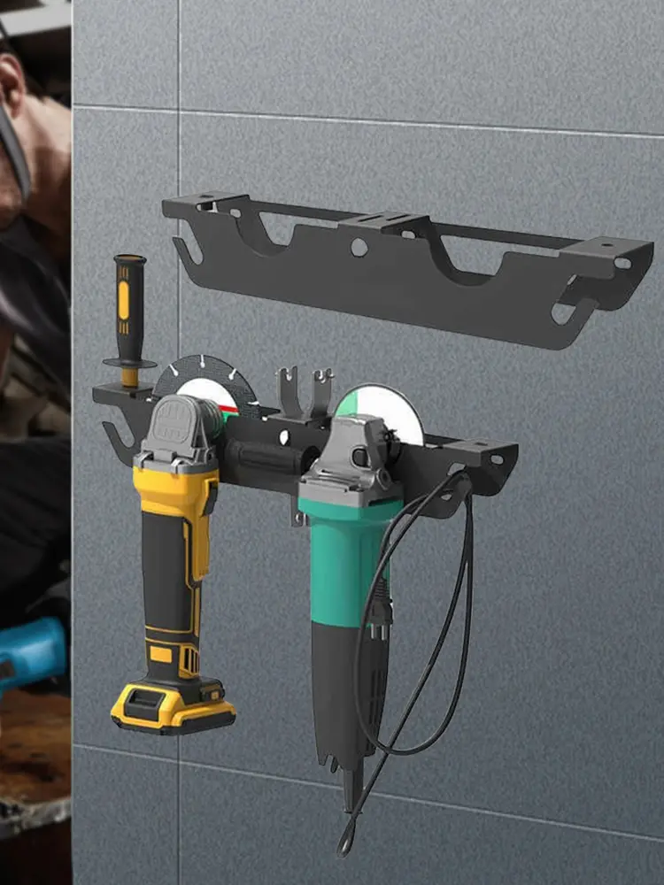 2 Bay Angle Grinder Rack with Cord Hanger Angle Grinder Stand 2 Bay Stand Storage Rack for Cutters Polishers Workspace