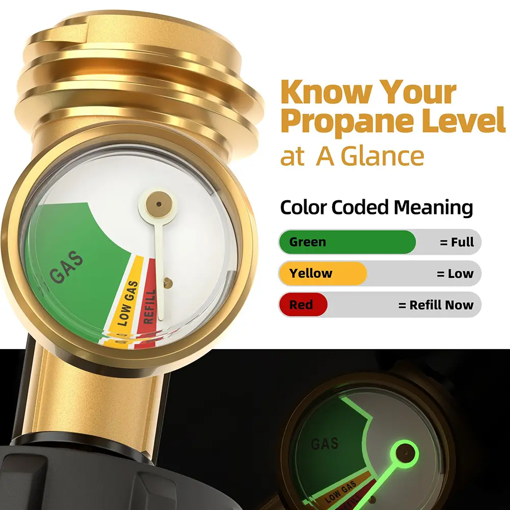 Propane Tank Gauge Level Indicator Precise Universal Propane Gauge Gas Pressure Meter Propane Adapter Gauge for RV Camper Heater