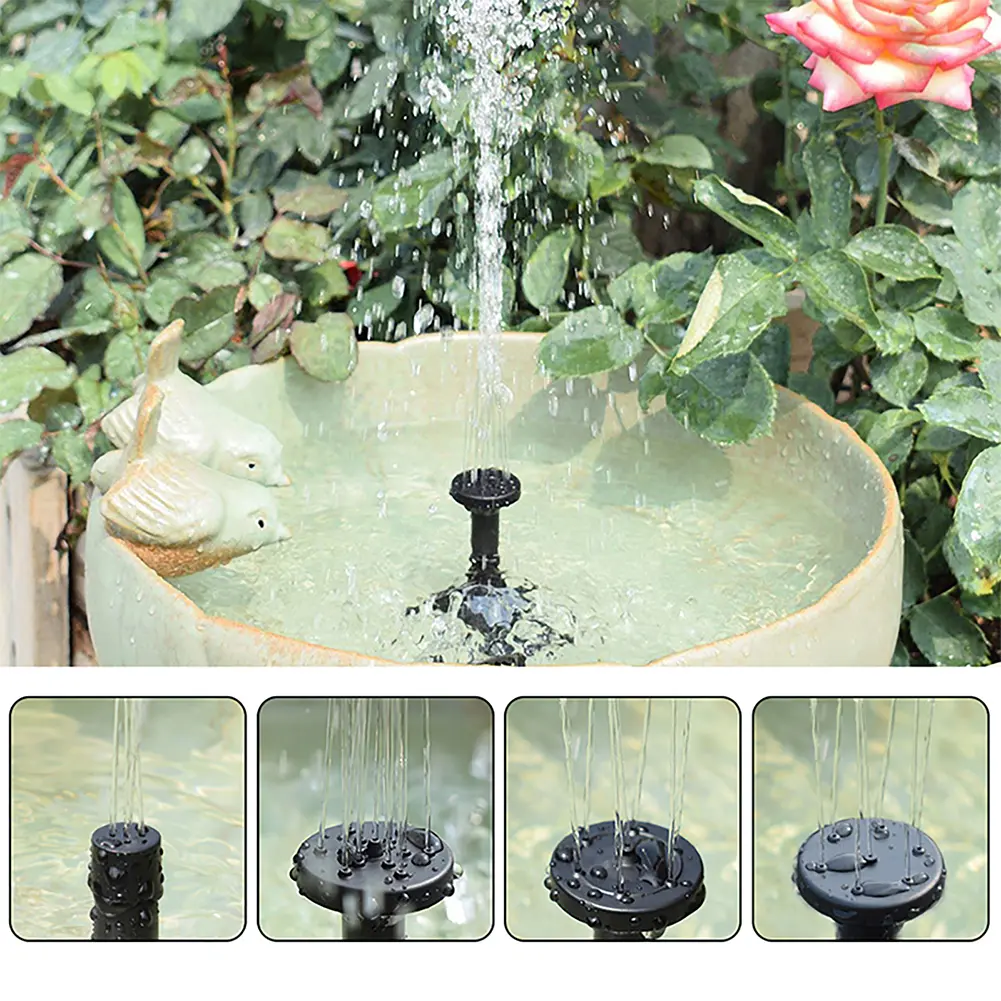 Solar Fountain Pump Easy Installation with 6 Nozzles Aquarium Wave Maker Decorative Props Portable for Pool Fountain Submersible