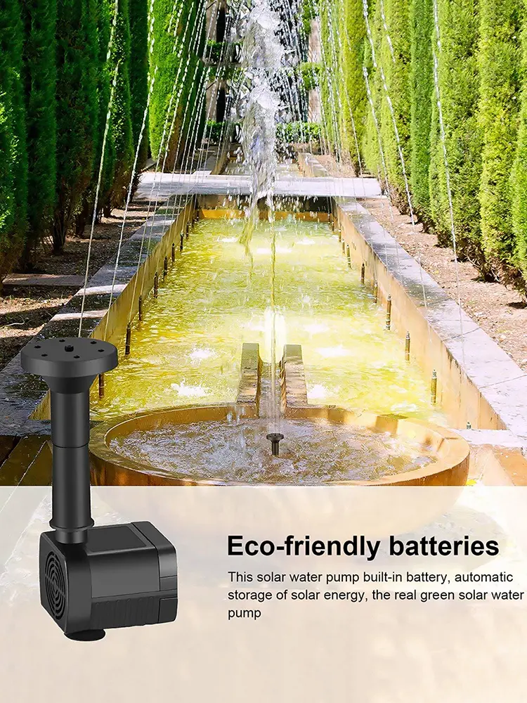 Solar Fountain Pump Easy Installation with 6 Nozzles Aquarium Wave Maker Decorative Props Portable for Pool Fountain Submersible