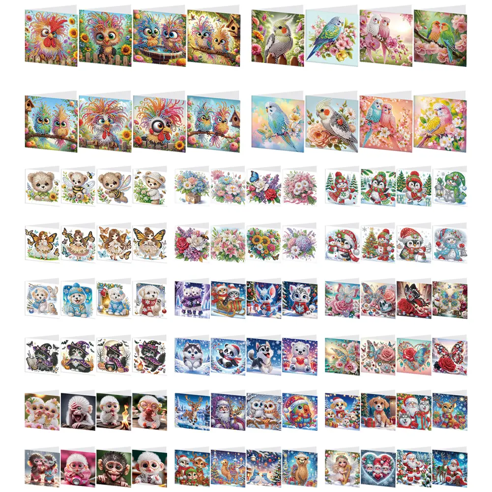 8Pcs Bear Fairy DIY Diamond Painting Card Diamond Daily Wish Card Diamond Painting Greeting Card for Family Friends Gift