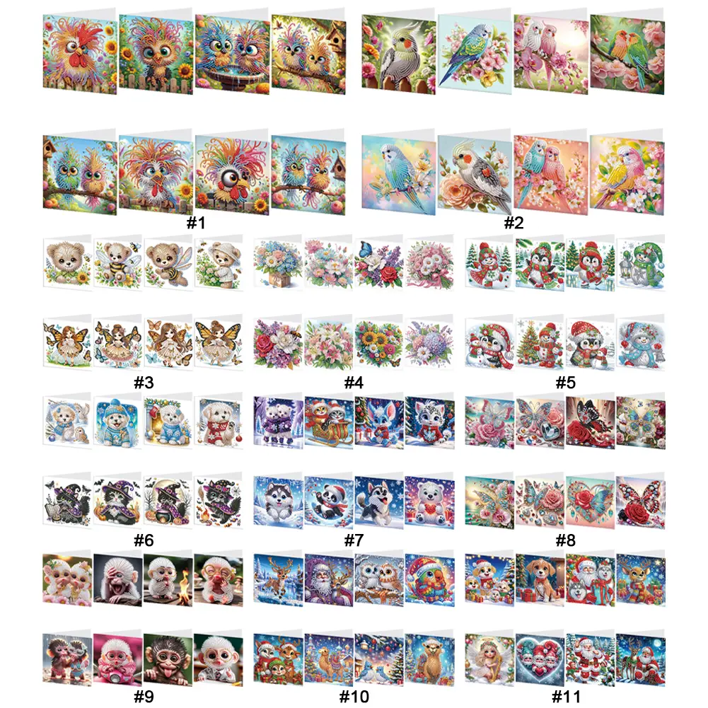 8Pcs Bear Fairy DIY Diamond Painting Card Diamond Daily Wish Card Diamond Painting Greeting Card for Family Friends Gift
