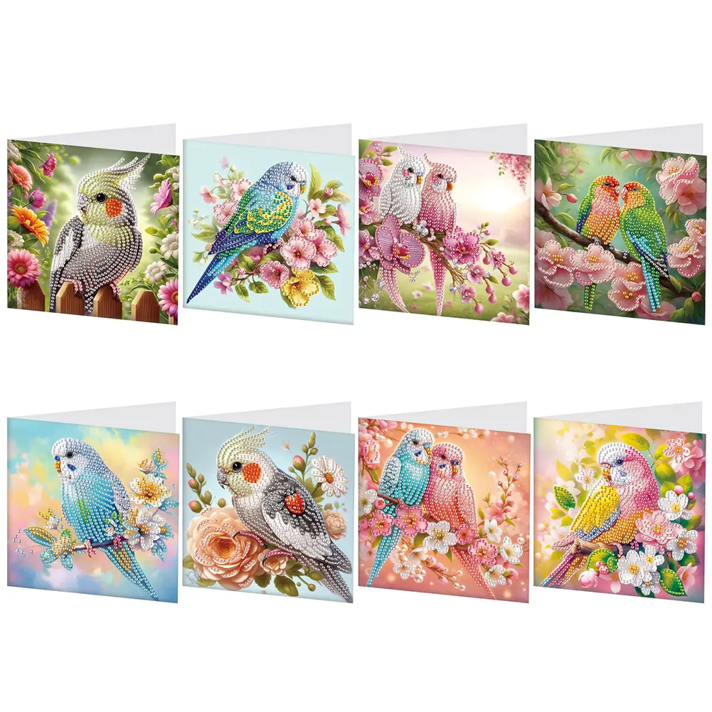 8Pcs Bear Fairy DIY Diamond Painting Card Diamond Daily Wish Card Diamond Painting Greeting Card for Family Friends Gift