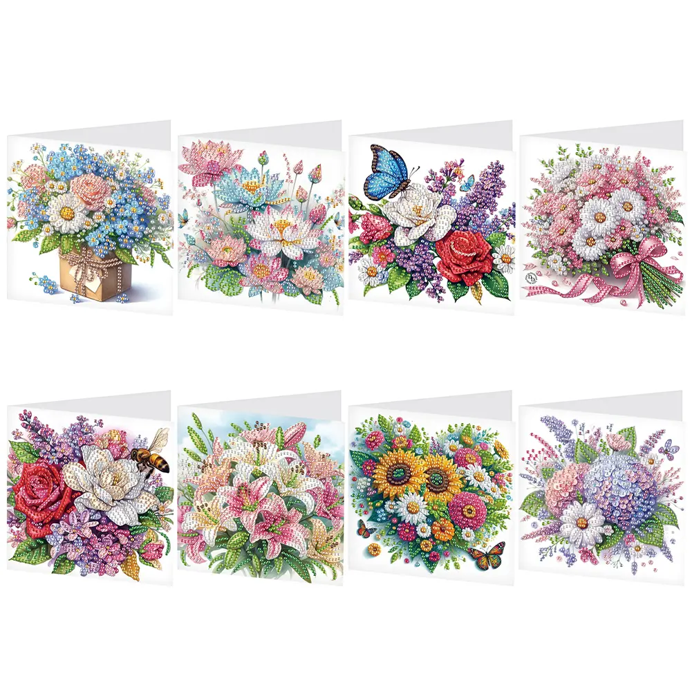 8Pcs Bear Fairy DIY Diamond Painting Card Diamond Daily Wish Card Diamond Painting Greeting Card for Family Friends Gift