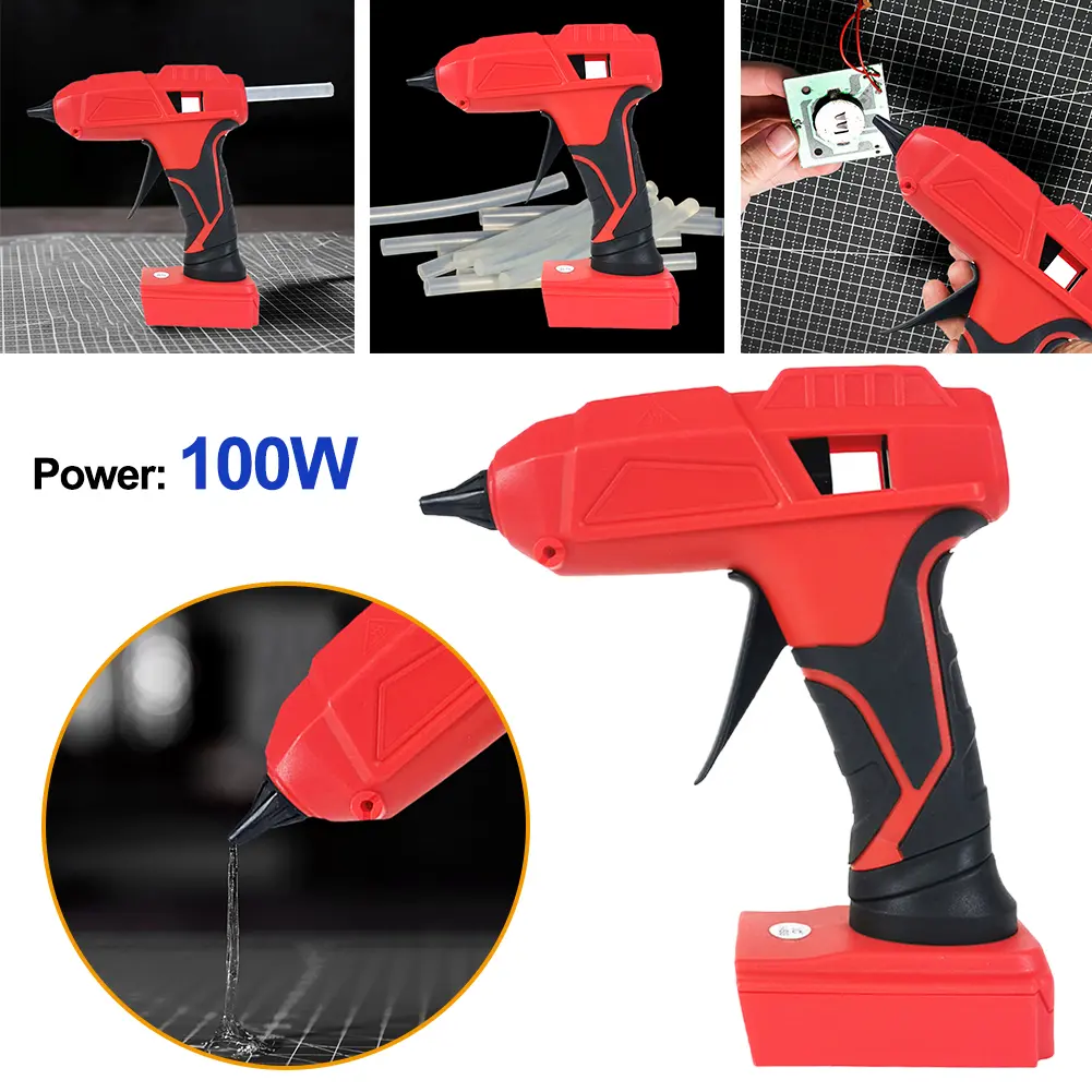 100W Cordless Hot Glue Gun with 5PCS Glue Sticks Full Size Hot Glue Gun Hot Melt Glue Gun for Arts Crafts DIY School Home Repair