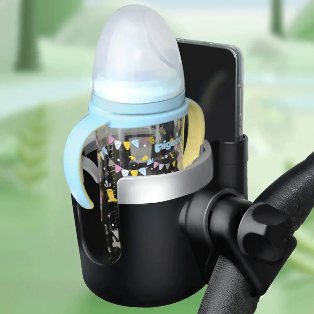 Stroller Cup Phone Holder Bottle Phone Stand Anti-Slip Stroller Cup Holder Attachment for Uppababy, Nuna, Doona