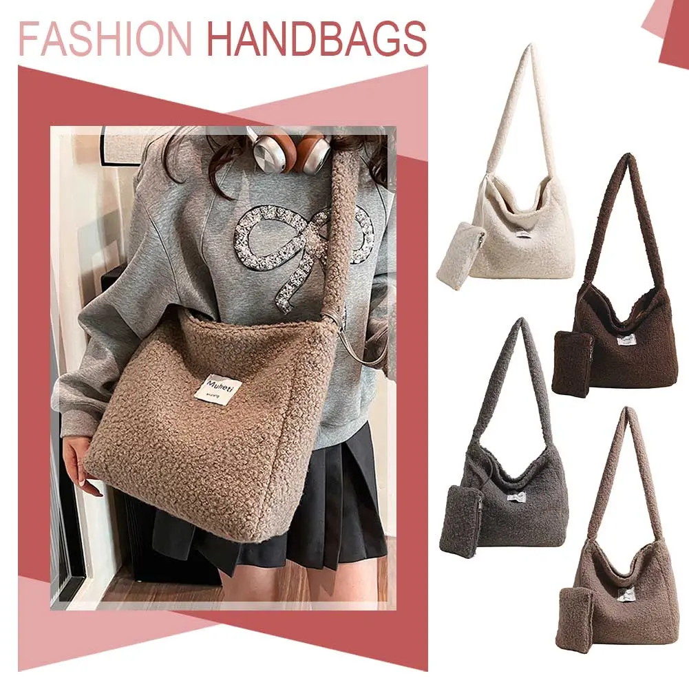 Shoulder Bag for Women with Inner Pocket Crossbody Bag Large Capacity Messenger Bag Fluffy for Work Travel