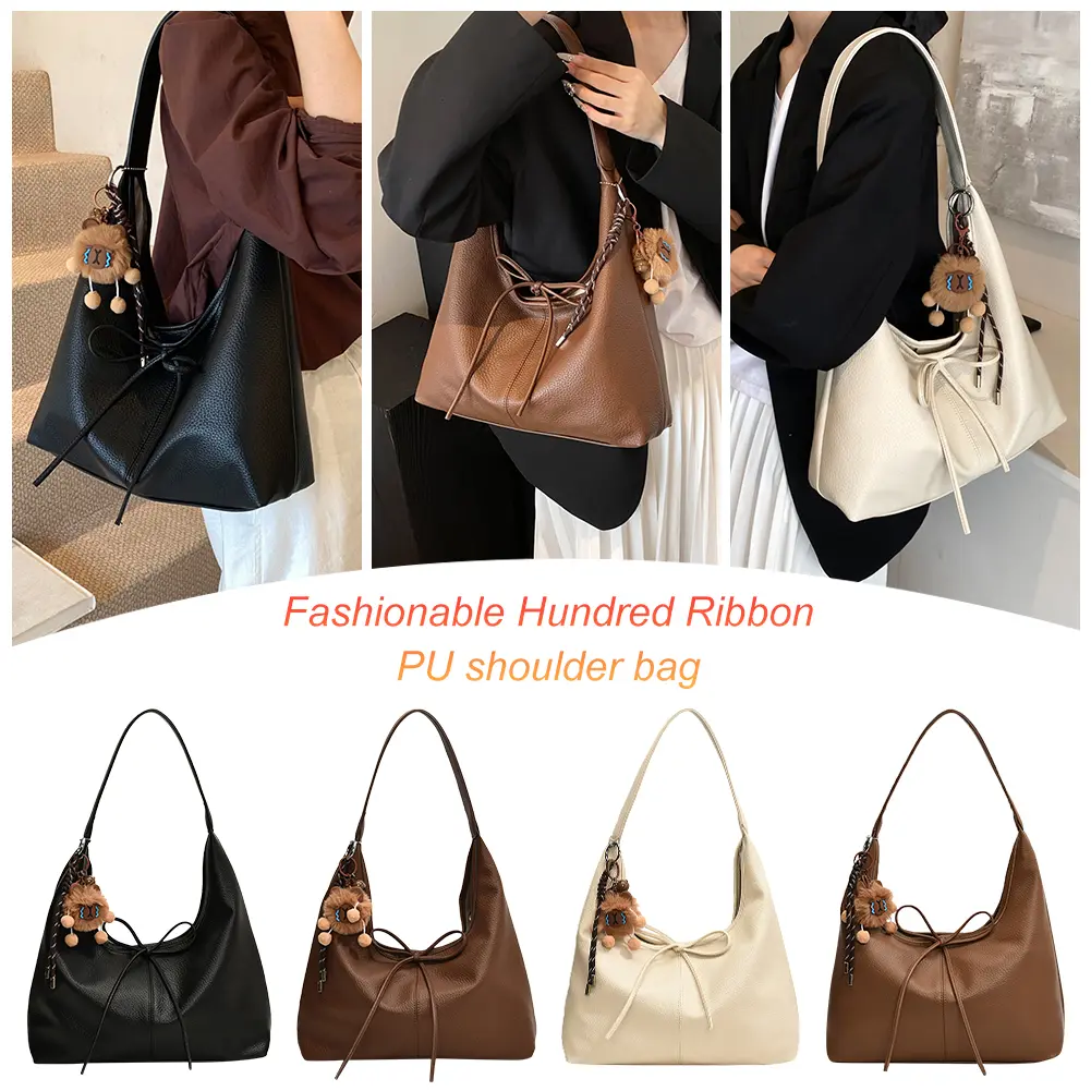 Shoulder Bag for Women Solid Color Hobo Bag PU Leather Trendy Crescent Bag Underarm Bag Mini Purse for Commuting Travel