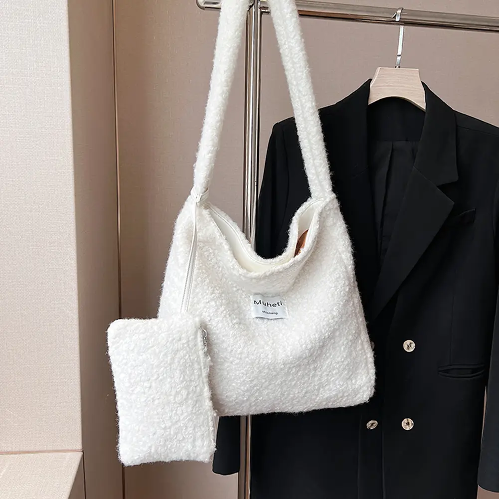 Shoulder Bag for Women with Inner Pocket Crossbody Bag Large Capacity Messenger Bag Fluffy for Work Travel