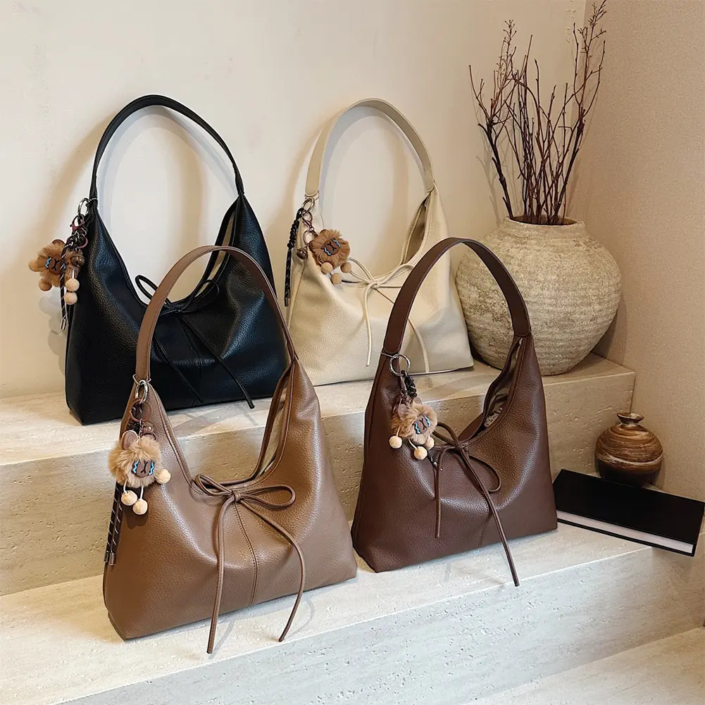 Shoulder Bag for Women Solid Color Hobo Bag PU Leather Trendy Crescent Bag Underarm Bag Mini Purse for Commuting Travel