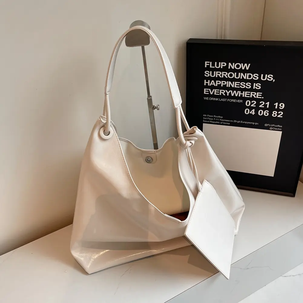 Women PU Shoulder Bag Retro Shoulder Handbag Large Capacity Chic Hobo Bag with Small Purse Casual Tote Purse Fashion Shopper Bag