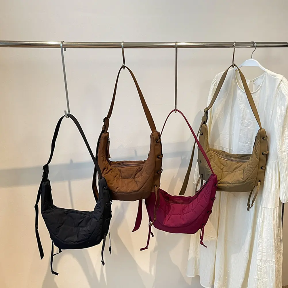 Crossbody Bag for Women Men Adjustable Strap Messenger Bag Nylon Crescent Bag Croissant Bag for Travel Shopping
