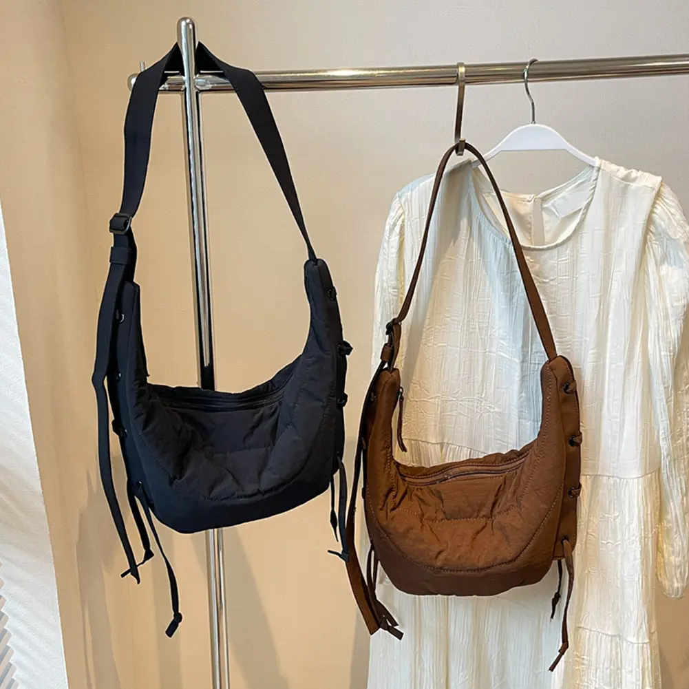 Crossbody Bag for Women Men Adjustable Strap Messenger Bag Nylon Crescent Bag Croissant Bag for Travel Shopping