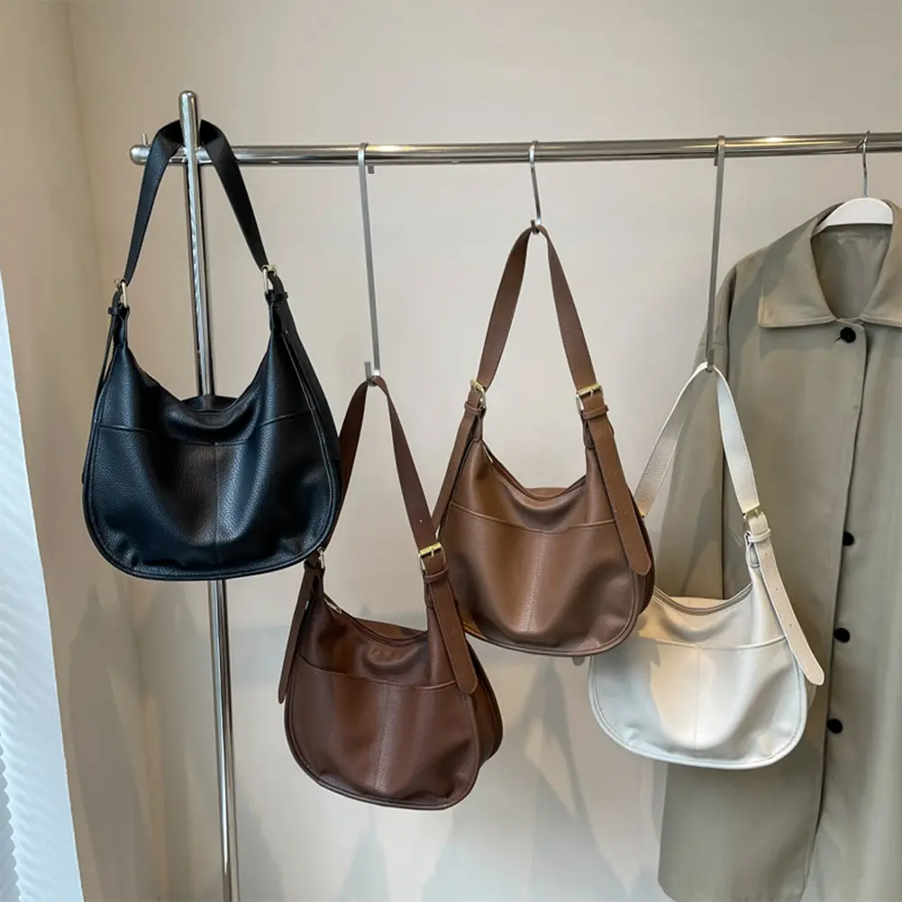 Shoulder Bag for Men Women Adjustable Strap Hobo Bag PU Leather with Multi-Pockets Messenger Bag Underarm Bag for Work Travel