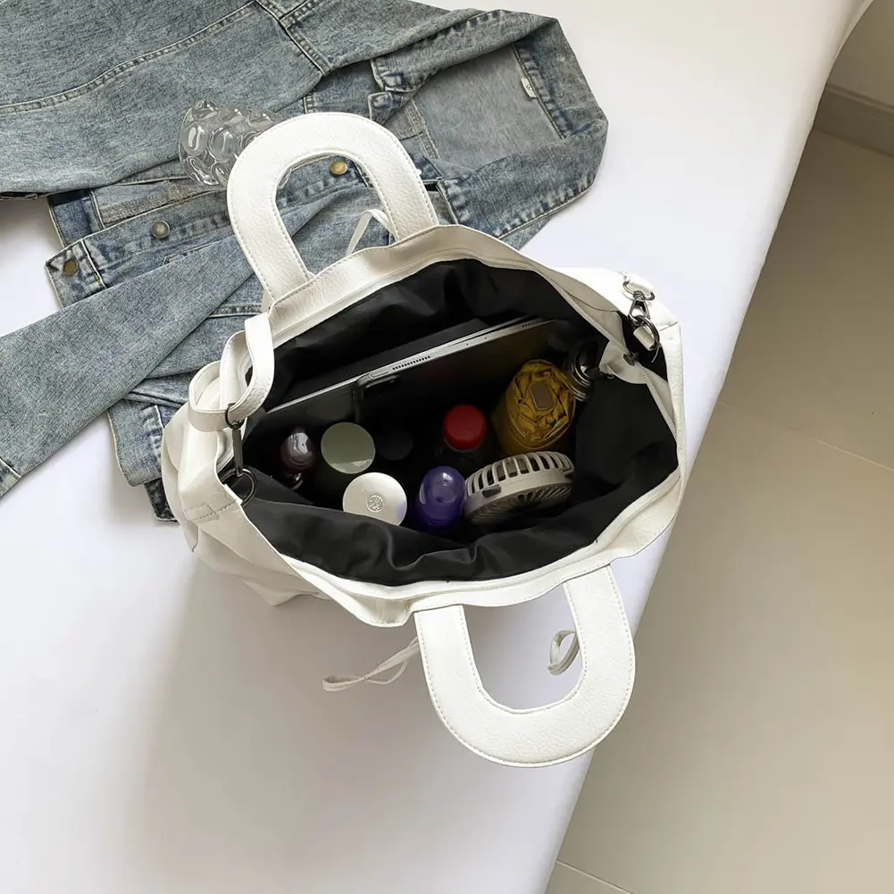 Women Fashion Crossbody Bag Large Capacity Drawstring Punk Tote Handbag Adjustable Strap Casual Sling Bag Female Travel Bag