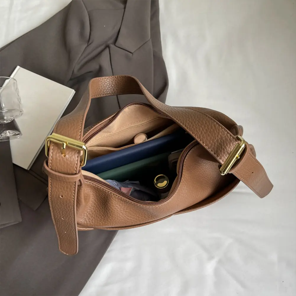 Shoulder Bag for Men Women Adjustable Strap Hobo Bag PU Leather with Multi-Pockets Messenger Bag Underarm Bag for Work Travel