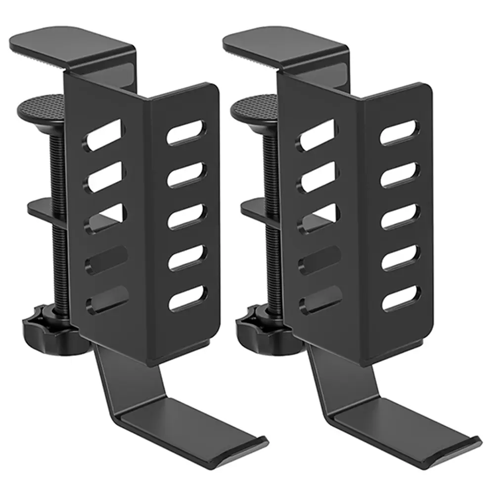 Desk Side Storage Organizer No Drill Tablets Hanging Holder Clamp on Desk Organizer for Office Home Laptops/Tablets/Headphone