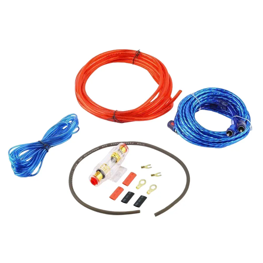 1500W Car Subwoofer Cable 8GA Audio Speakers Wiring Kit 60 AMP Fuse Holder Car Power Amplifier Wiring Kit for Auto Vehicle Parts