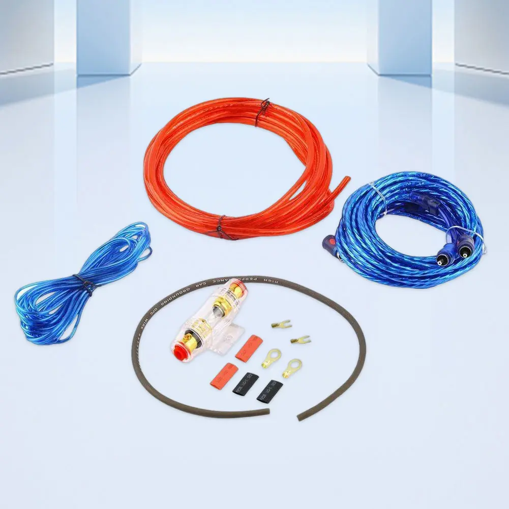 1500W Car Subwoofer Cable 8GA Audio Speakers Wiring Kit 60 AMP Fuse Holder Car Power Amplifier Wiring Kit for Auto Vehicle Parts