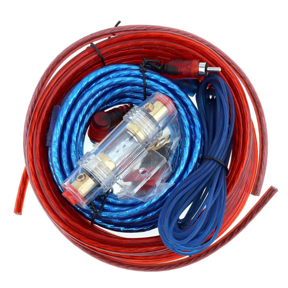 1500W Car Subwoofer Cable 8GA Audio Speakers Wiring Kit 60 AMP Fuse Holder Car Power Amplifier Wiring Kit for Auto Vehicle Parts