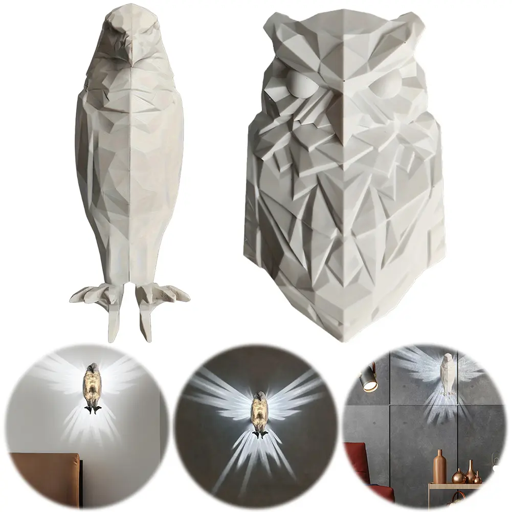 Cute LED Wall Light 3D Animal Owl Wall Light Battery Operated 3D Printed Wall Decoration Lamp for Staircase Hallway Wall Sconce