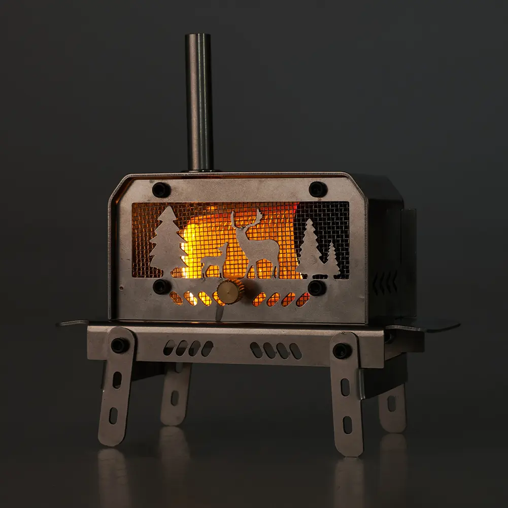 Outdoor Firewood Stove with Chimney Wood Burning Stove Stainless Steel Camping Wood Stove for Outdoor Cooking BBQ