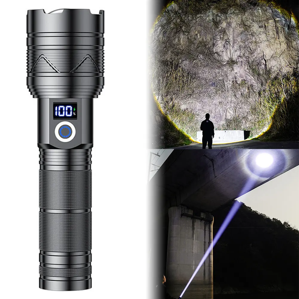 20W LED Ultra-long Distance LEP Flashlight 1000LM USB Rechargeable Super Bright Torch Outdoor Zoom Torch for Camping Emergencies
