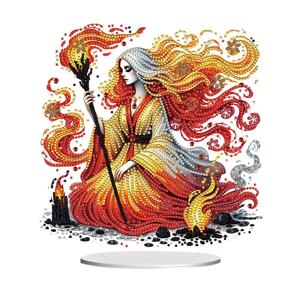 Acrylic Special Shape Ocean Girl Table Top Diamond Painting Ornament Kits Desktop Diamond Art Kits for Home Office Decor