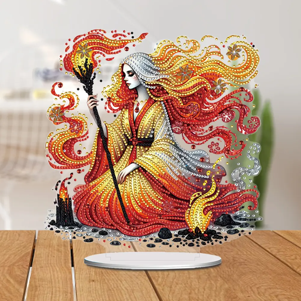 Acrylic Special Shape Ocean Girl Table Top Diamond Painting Ornament Kits Desktop Diamond Art Kits for Home Office Decor
