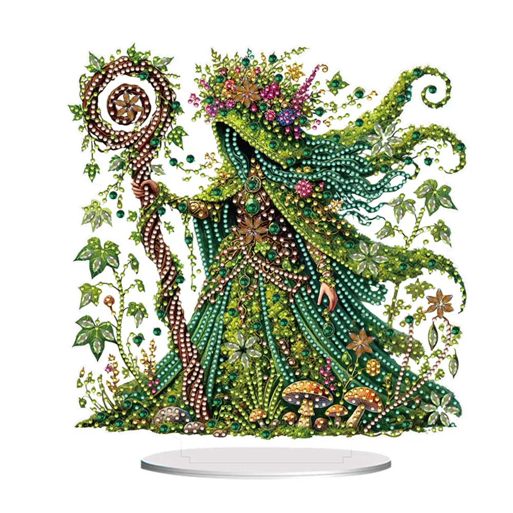 Acrylic Special Shape Ocean Girl Table Top Diamond Painting Ornament Kits Desktop Diamond Art Kits for Home Office Decor