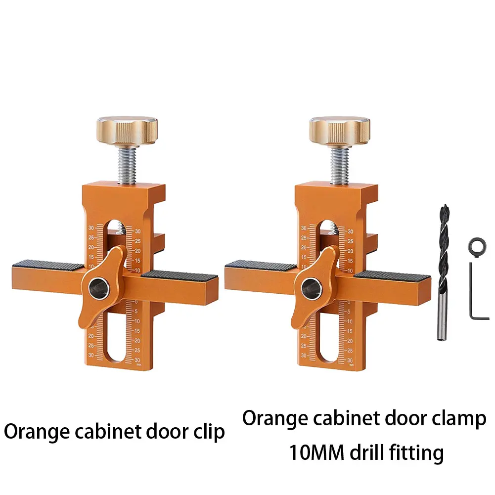 Cabinet Door Mounting Jig Aluminum Alloy Cabinet Door Positioning Tool Drilling Guide Locator Installing Clip for Mount Hinges