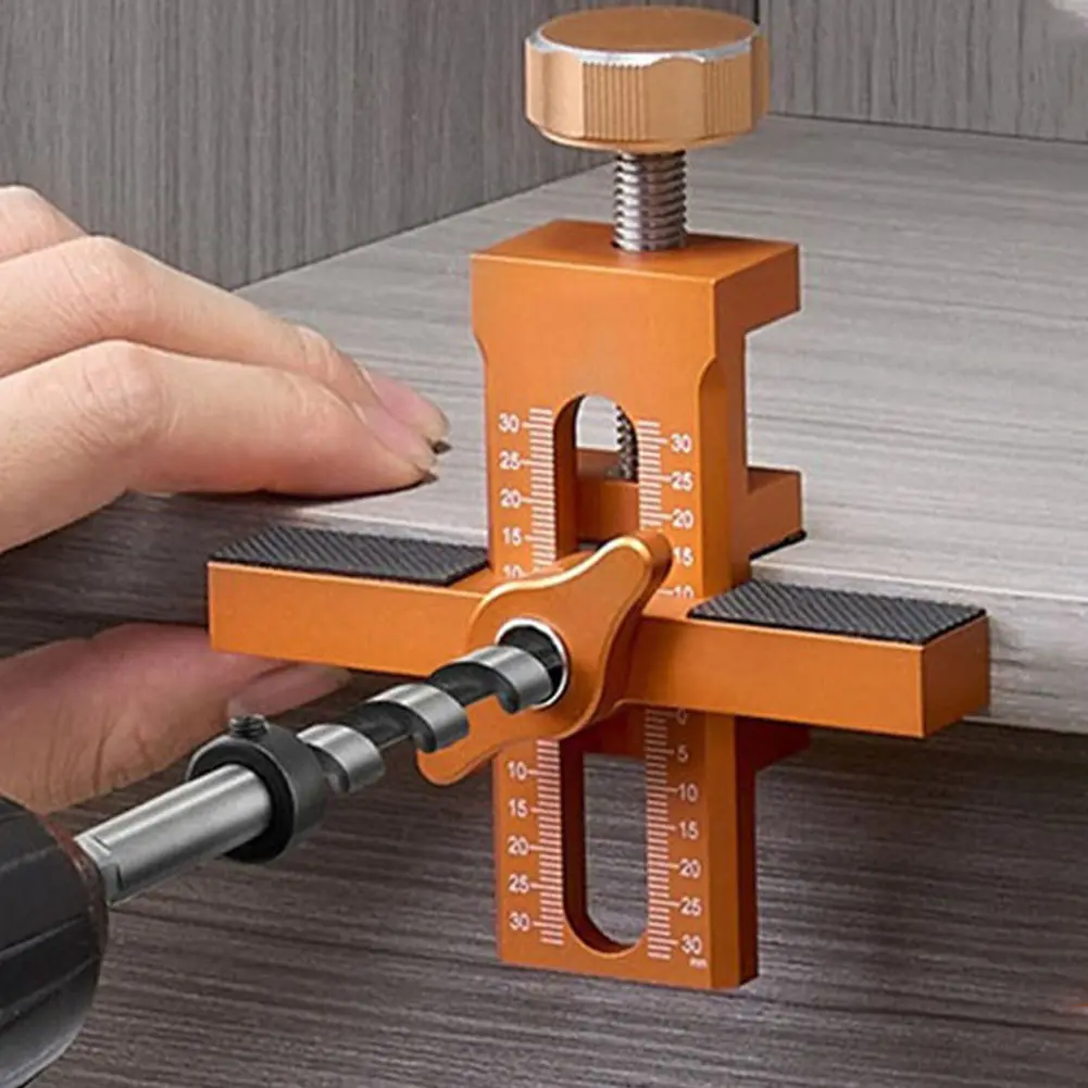 Cabinet Door Mounting Jig Aluminum Alloy Cabinet Door Positioning Tool Drilling Guide Locator Installing Clip for Mount Hinges