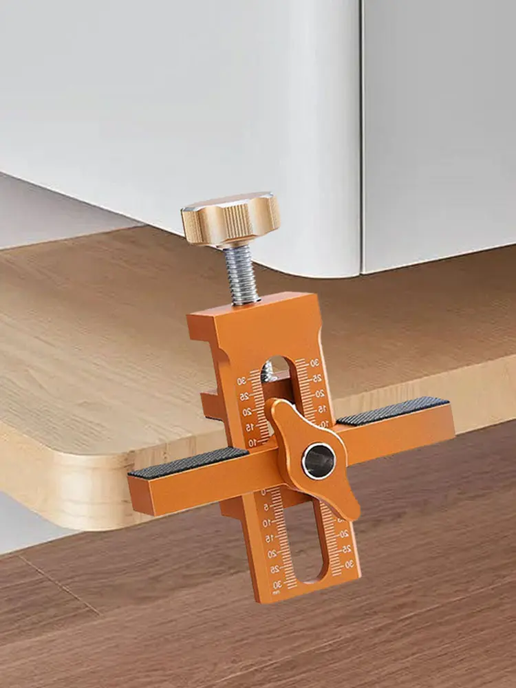 Cabinet Door Mounting Jig Aluminum Alloy Cabinet Door Positioning Tool Drilling Guide Locator Installing Clip for Mount Hinges