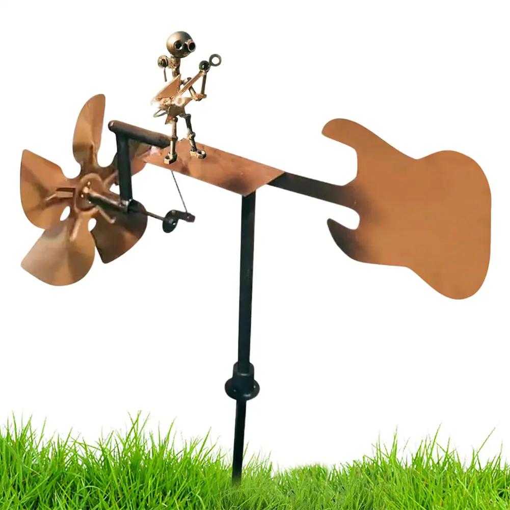 Metal Wind Spinner Metal Drummer Windmill Statue Decorative Wind Power Rock Art Statue for Garden Yard Patio Lawn Porch Backyard