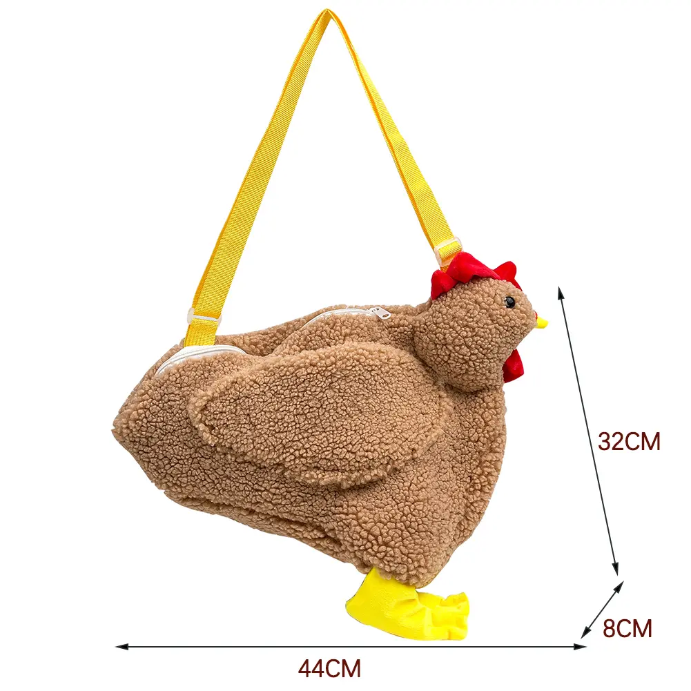 Fashion Hen Shape Plush Shoulder Crossbody Messenger Bag Women Cartoon Handbags
