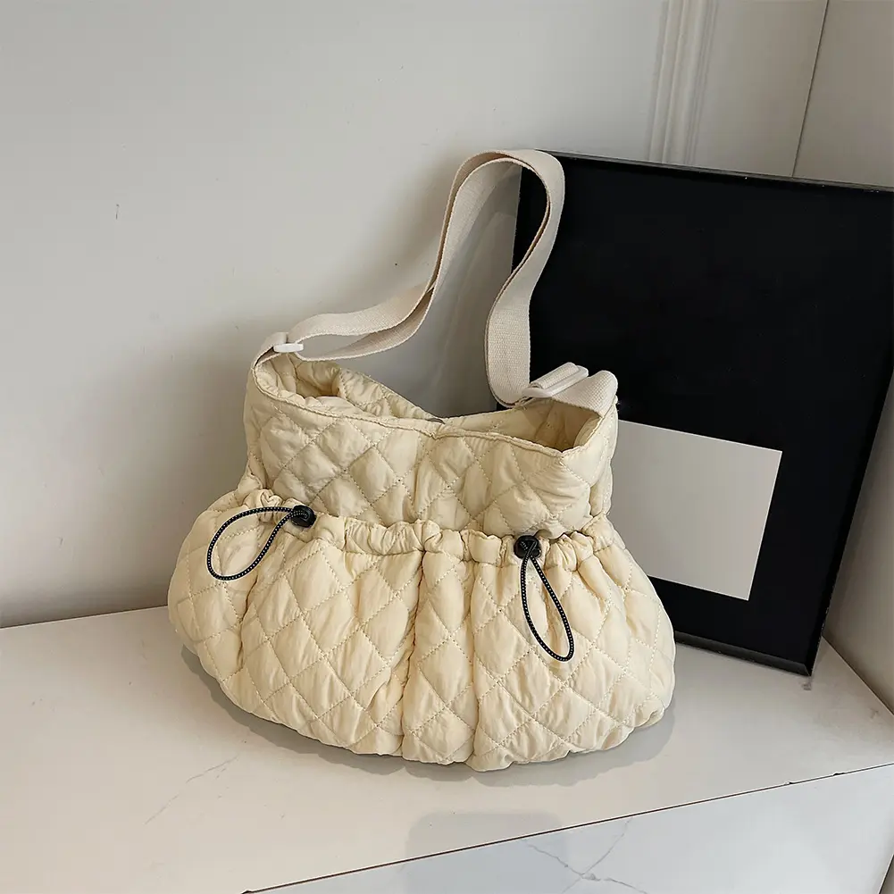 Shoulder Bag for Women Men Quilted Crossbody Bag with Double-Pocket Messenger Bag Adjustable Strap Handbag for Work Travel