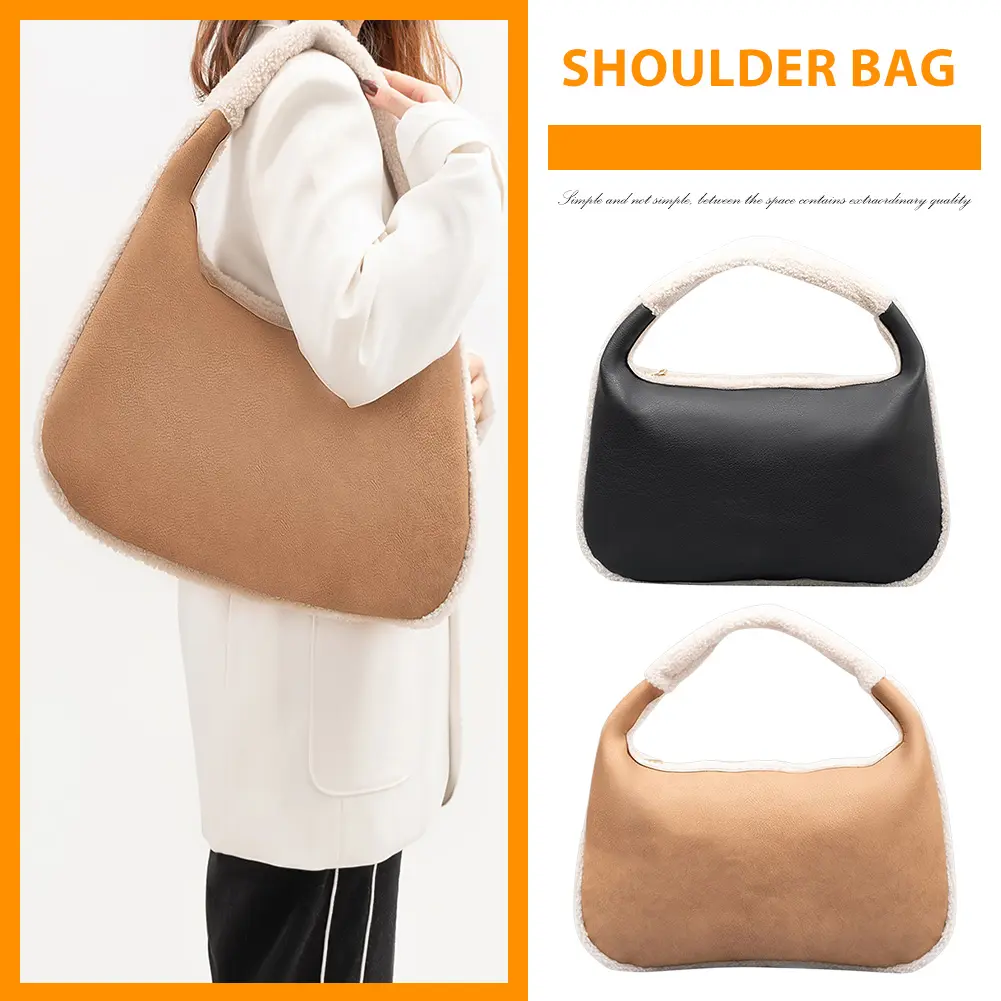 Women PU Leather Shoulder Bag Solid Color Underarm Bag Trendy Handbag Satchel Bag for Work Travel Shopping