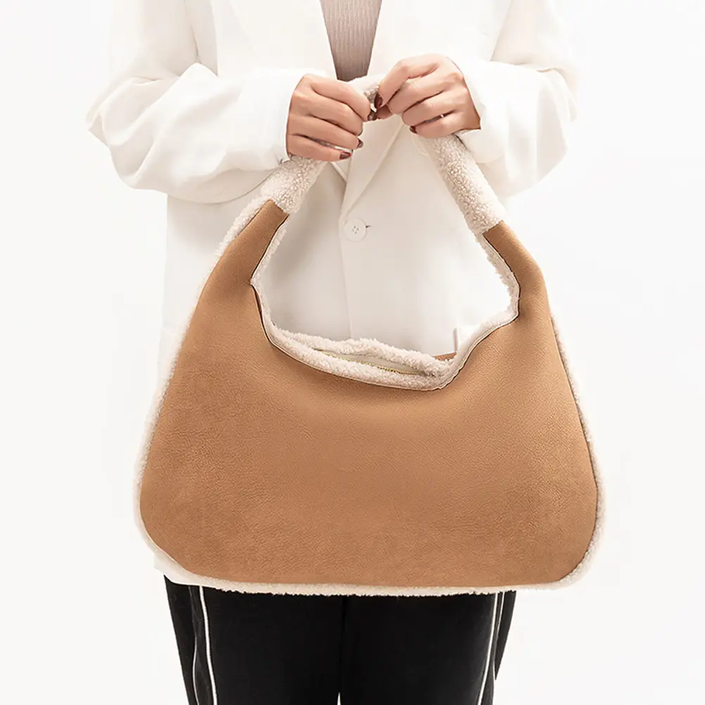 Women PU Leather Shoulder Bag Solid Color Underarm Bag Trendy Handbag Satchel Bag for Work Travel Shopping
