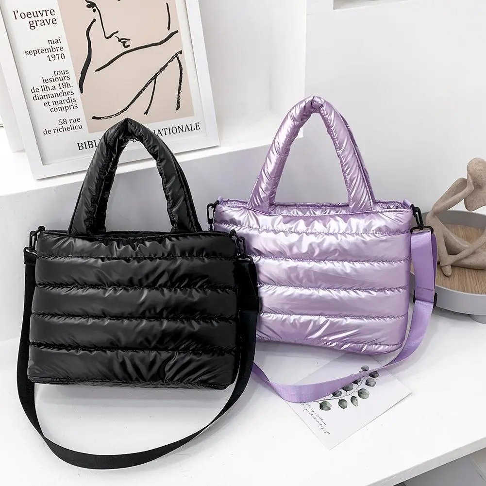 Women Fashion Nylon Embroidery Thread Crossbody Bag Winter Solid Color Handbag for Women Creative Birthday Gifts