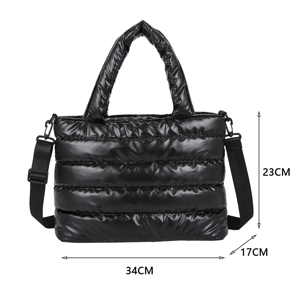 Women Fashion Nylon Embroidery Thread Crossbody Bag Winter Solid Color Handbag for Women Creative Birthday Gifts