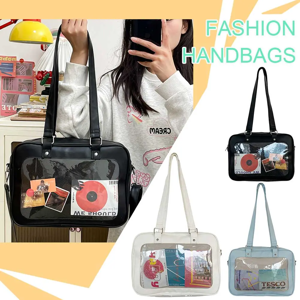 Transparent Stylish Crossbody Bag Japanese Style Simple Satchel Purse Large Capacity Stylish Messenger Bags for Teenagers Girls