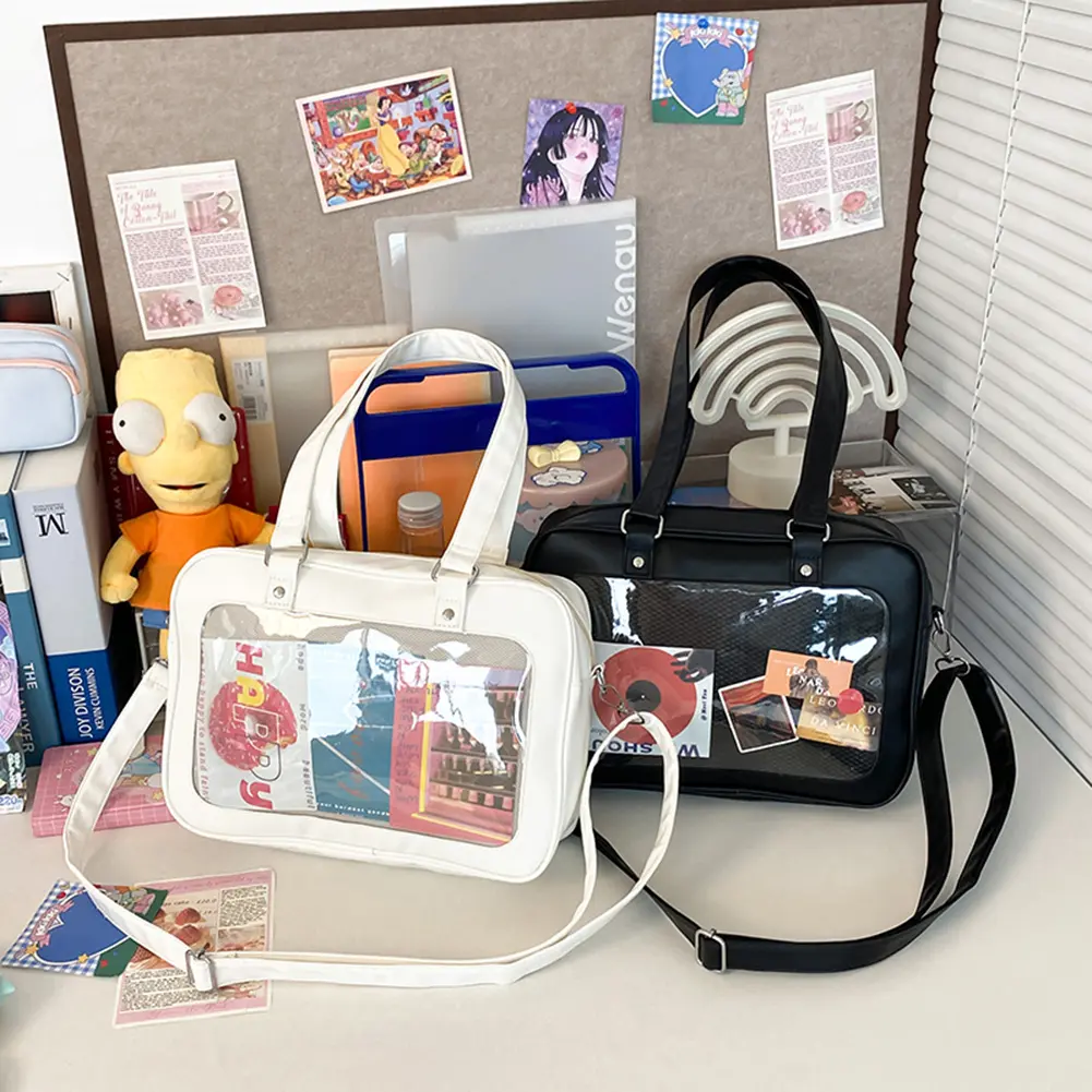 Transparent Stylish Crossbody Bag Japanese Style Simple Satchel Purse Large Capacity Stylish Messenger Bags for Teenagers Girls