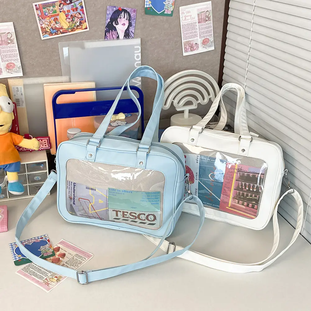Transparent Stylish Crossbody Bag Japanese Style Simple Satchel Purse Large Capacity Stylish Messenger Bags for Teenagers Girls