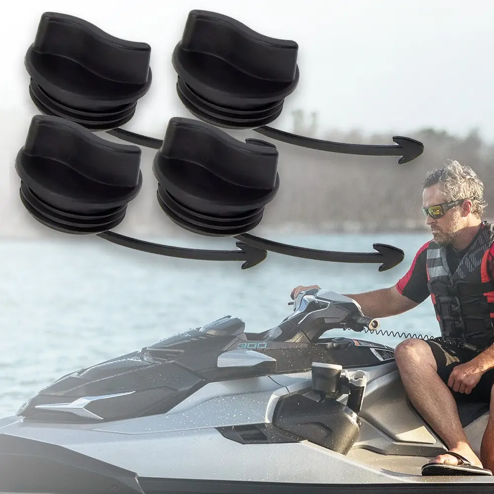 4Pcs Drain Plug Assembly 292001352 292001320 292002024 Black Drain Plug & O-Ring Compatible with SeaDoo Spark RXT GTI GTX Wake