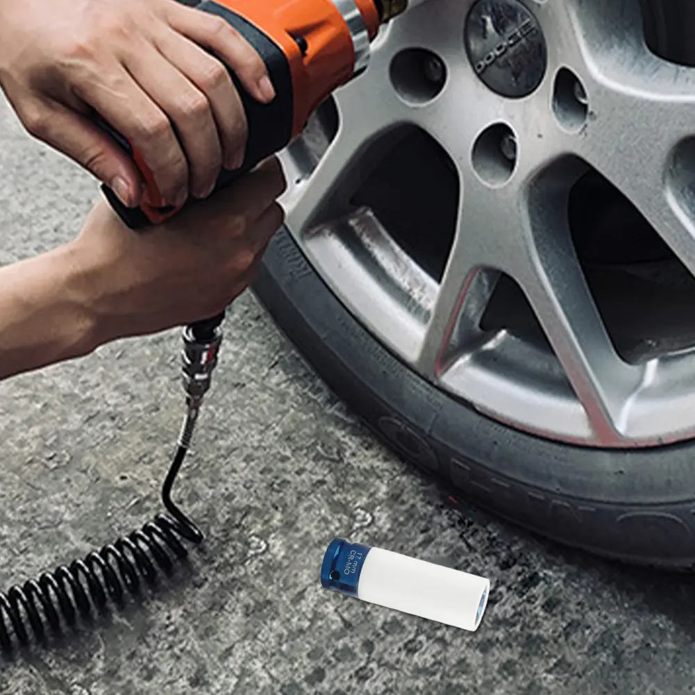 17/19/21/22mm Hex Sockets Pneumatic Wrench Tire Screw Sleeve 1/2 Inch Wheel Deep Impact Nut Socket Impact Sleeve Car Garage Tool